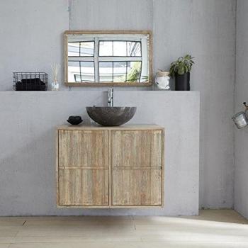 Mueble de baño flotante de madera de hevea 80 cm