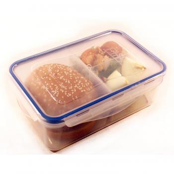 Smart Easy Lock Bento Lunch Box Food Container Storage with Configurable 3-compartments Eco Friendly Safe for Kids Reusable Silicone lined Snap Lid Leakproof Lunchbox by Health Strength Happiness