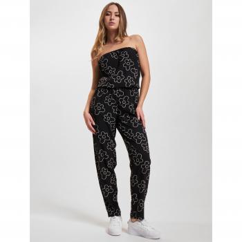 Urban Classics Women's Viscose Bandeau Jumpsuit Black Floral Design