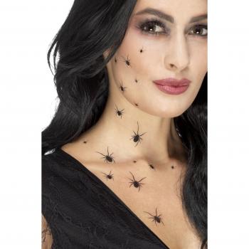Smiffys Calcomanías de araña reptante, Negro, con 2x hojas por pack, 18 arañas en cada u