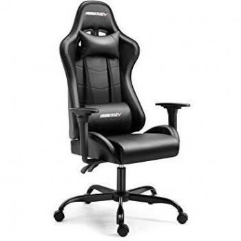 AMINITURE Silla para Juegos, Silla para Juegos de computadora Estilo Carrera, Silla reclinable giratoria Ajustable con reposacabezas y Soporte Lumbar
