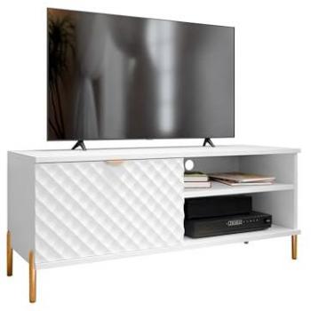 Mueble TV Comfivo V102 Blanco 120x50x42cm con patas de metal doradas