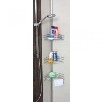 Estantería esquinera de, estantería para el baño, cromado, posición variable, altura 290 cm aprox.