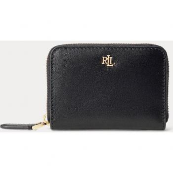 Ralph Lauren RL Logo - Cartera pequeña de piel con cremallera en negro