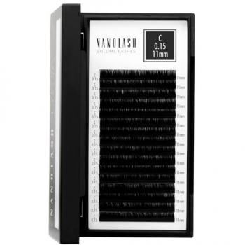 Set de pestañas postizas Nanolash VOLUME LASHES Extensiones 11 mm - Pestañas postizas para extensión profesional, grosor 0.15, curvatura C, longitud 11 mm