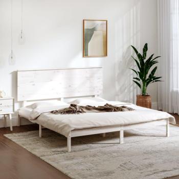 Estructura de cama madera maciza blanca Super King 180x200 cm