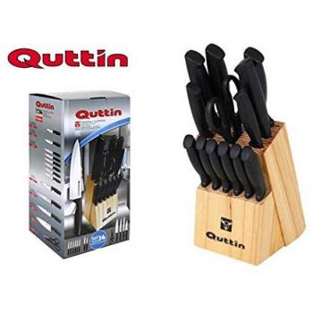 Quttin 47718 Set Tacoma y Cuchillos, Negro, 14 Piezas, Acero