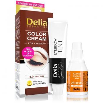 Delia Cosmetics Tinte para Cejas Crema Colorante con Aceite de Argán Efecto Pulmon que Dura Hasta 14 Días Sin Amoniaco Set Colorante para Cejas 15 ml Tono