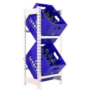 SimonRack Estantería para Cajas de Bebidas, 2 Cajas, 2 Baldas, Soporta 100 kg de Punto Flexión por balda, 1000x400x300 mm, Sin tornillos, Blanco