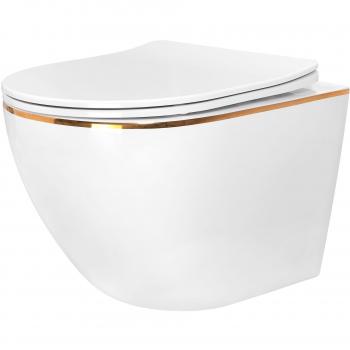 Inodoro Carlo White Mini Flat Gold Edge