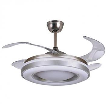Ventilador de Techo JUPITER BEL AIR HOME - Motor DC, Aspas Desplegables, Luz LED 36W con memoria (3000K, 4000K, 6500K), Acabado Níquel