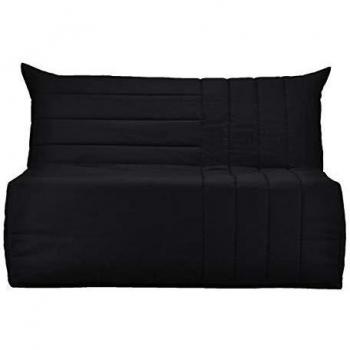 Banco convertible 3 plazas Becci - 142 x 101 cm - Tela negra - Fabricado en Francia