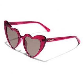 Gafas de sol unisex D.Franklin Love Heart Trans Burdeos/Marrón con forma de corazón y cristales UV