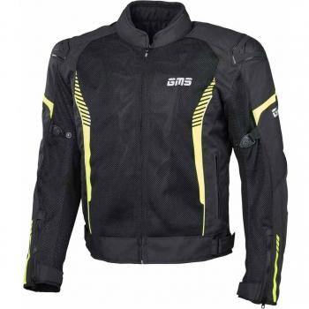 GMS Chaqueta de Moto Samu Mesh Negro-Amarillo, chaqueta textil de motocicleta, color negro y amarillo, talla 4XL