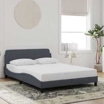 Cama solar sin colchón de terciopelo gris oscuro 140x200 cm