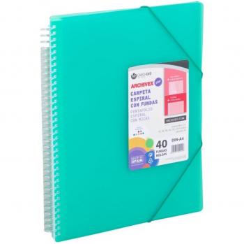 Carpeta 60 Fundas A4 Espiral Archivex Star Verde Carchivo