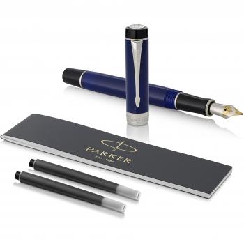 Parker Duofold Classic, Pluma estilográfica, Azul/Negro, Plumín fino
