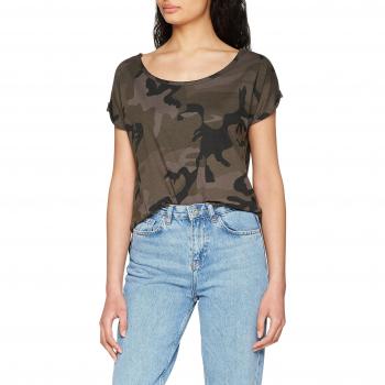 Urban Classics Ladies Camo Back Shaped Tee, Camiseta Mujer, Multicolor