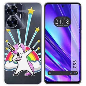 Funda Silicona Transparente para Realme C55 con Diseño de Unicornio y Dibujos Personalizados 100% Gel TPU