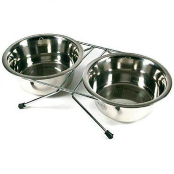 Arquivet Soporte Inoxidable bajo para 2 comederos - Perros - Gatos - 2 x 2,80 l / 25 cm