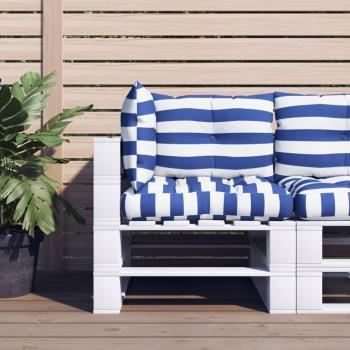 Cojines para palés 3 piezas tela Oxford color negro, taupé, beige, azul y blanco a rayas - Cojín decorativo de asiento para muebles de salón