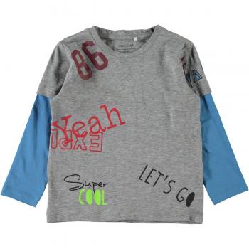 NAME IT Camiseta de Manga Larga - para Niño Gris 98 cm