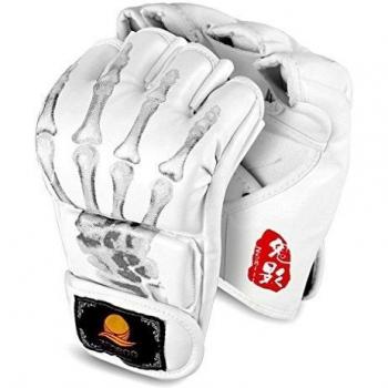 ZooBoo Guantes de Boxeo, Guantes de Artes Marciales Mixtas para Entrenamiento UFC, para Hombres y Mujeres, de Piel, más Acolchados, para Boxeo, Sparring, Muay Thai, Bolsa Pesada Blanco