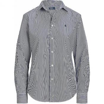 Camisa básica de mujer Polo Ralph Lauren a rayas azul, tamaño 38, algodón, estilo clásico