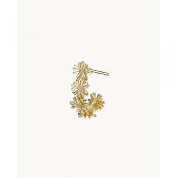 Pendientes Ajustados Margarita de Oro Amarillo con Detalle Floral