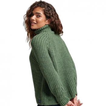 Suéter amplio de punto con cuello alto para mujer Superdry en color verde, talla 40