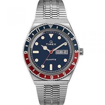 Timex Q Diver Men's Watch - Blue and Silver Stainless Steel Quartz