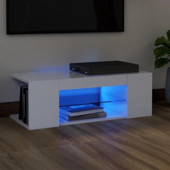 vidaXL Mueble de TV con luces LED blanco brillante 90x39x30 cm