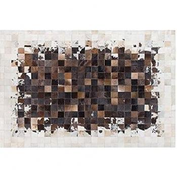 Alfombra de Piel de Vaca Marrón y Beige 160 x 230 cm Moderna Patchwork Hecha a Mano