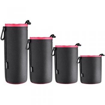 Neewer® Pack de 4 unidades Set: pequeña, mediana, grande y extra grande de bolsas de neopreno para lente protectora para Canon, Nikon, Pentax, Sony, Olympus, Panasonic y más DSLR Cámara Lente