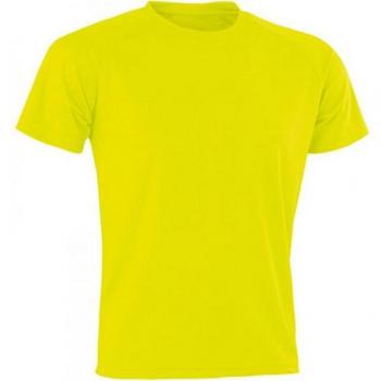 Spiro Men's Aircool Round Neck Tee - Fluorescent Yellow