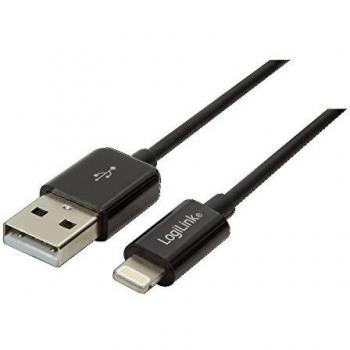 Cable de carga y datos Lightning LogiLink 18cm USB-A para Apple iPhone/iPad/iPod - Negro