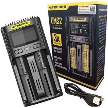 Nitecore UMS2 Dual-Slot USB Fast Battery Charger with LCD Indicator