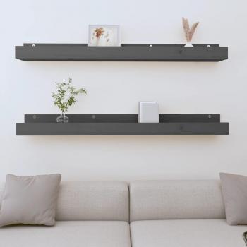Estantes de pared 2 piezas gris 110x12x9cm madera maciza de pino Vidaxl