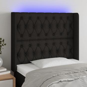 Cabecero de tela negro con LED 103x16x118/128 cm