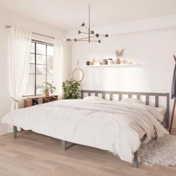 Estructura de cama madera maciza de pino gris 200x200 cm