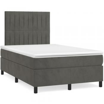 Cama box spring suave con colchón gris oscuro 120x190 cm Terciopelo Vidaxl