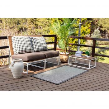 Surya - Alfombra Moderna de Exterior Terraza Balcón Cocina Gris y Marfil 80 x 150 cm