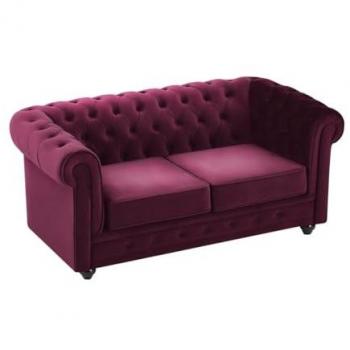 Sofá de 2 plazas de terciopelo morado CHESTERFIELD
