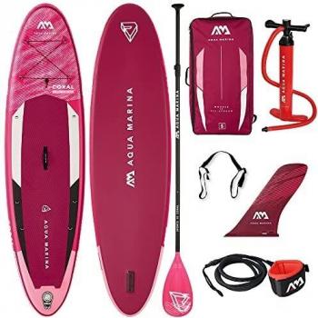 Set de Paddle Surf Hinchable Aqua Marina Coral 10'2 (310 cm) Rosa - Incluye Duffle Bag 50L