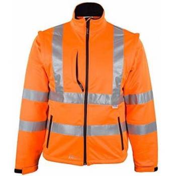 Chaqueta Softshell de Alta Visibilidad Naranja Talla L con Mangas Desmontables