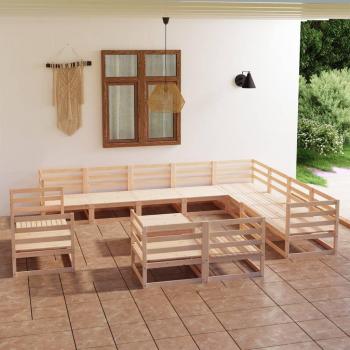 Set de Sofás de Jardín 13 Piezas de Madera Maciza de Pino
