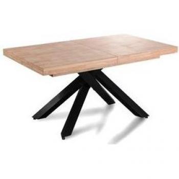 Mesa de comedor Xena extensible forma rectangular roble Nordish/negro 76x140-180-220x80 cm