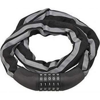 Candado Antirrobo para Motocicletas con Combinación de 5 Dígitos, Cadena de Acero, 0.9m, Negro - THIRARD