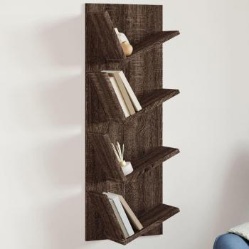 Librería de pared de Roble Marrón 33x16x90 cm con 4 estantes