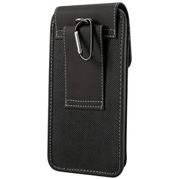 Funda de Cinturón Vertical para Google Pixel 4A (2020) con Diseño en Piel y Nylon - Negra